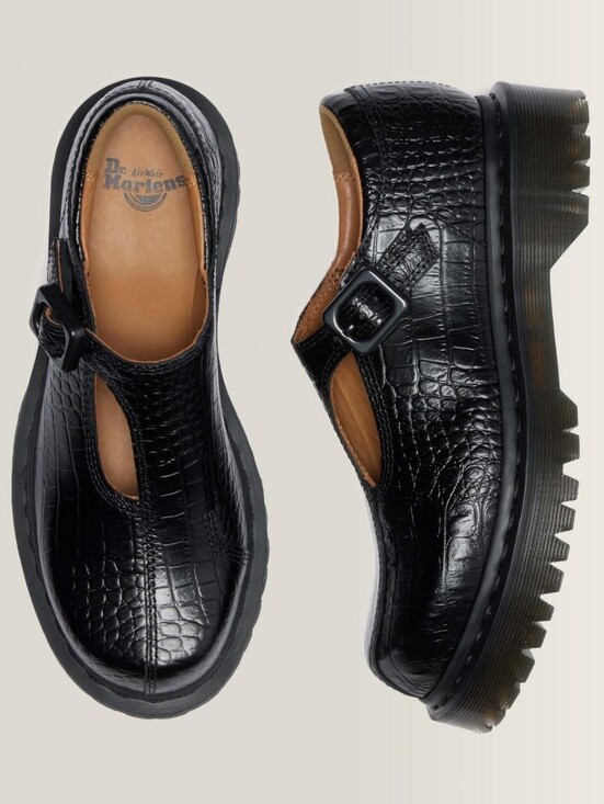 Dr. Martens Shoes - Dr. Martens Rejena Croc Emboss Leather Bex Mary Jane Black Size 9 NWOT